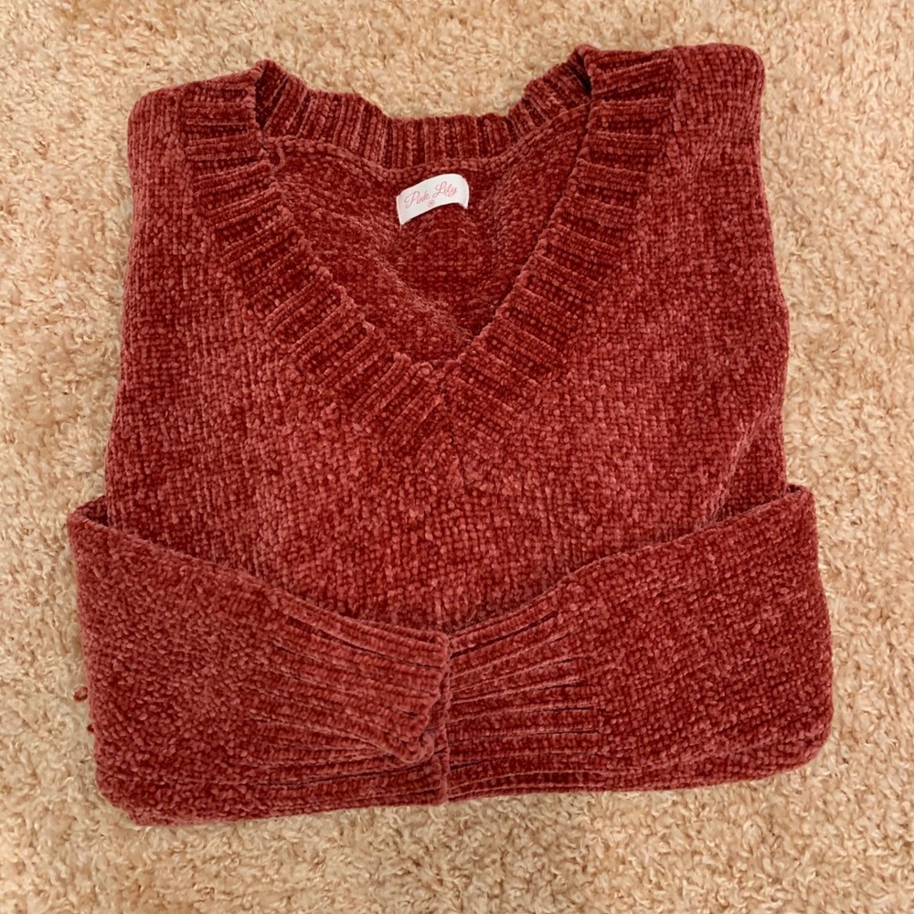 Pink lily oversized rust color sweater